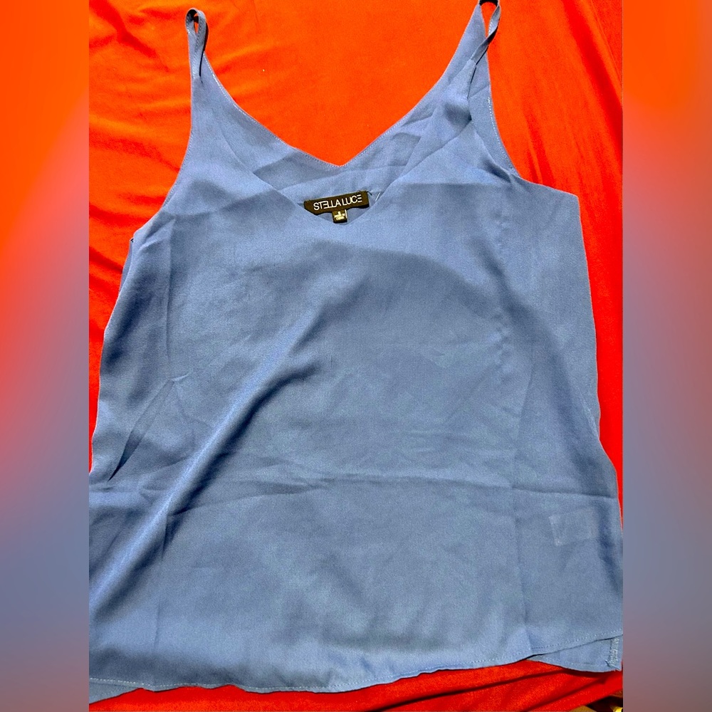 Stella Luce Blue Solid cami top work top, blouse